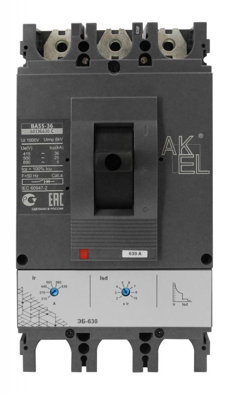 Выключатель автоматический в литом корпусе ВА55-36-603ЭБ630-С 3P/630A/ЭБ/36кА