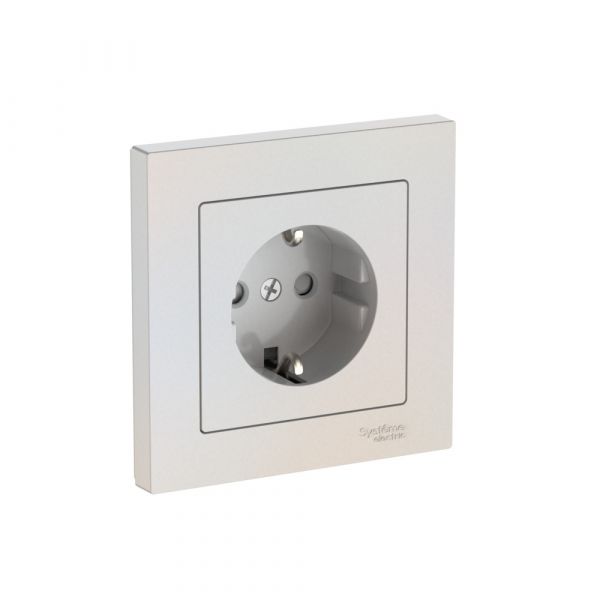 ATLASDESIGN РОЗЕТКА с заземлением со шторками, 16А, в сборе, быстрозажимные клеммы, ЖЕМЧУГ