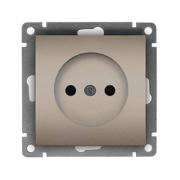 Розетка одноместная UNIVersal серия Афина б/з, с/у, 16А, 220В, шампань (еврослот), механизм