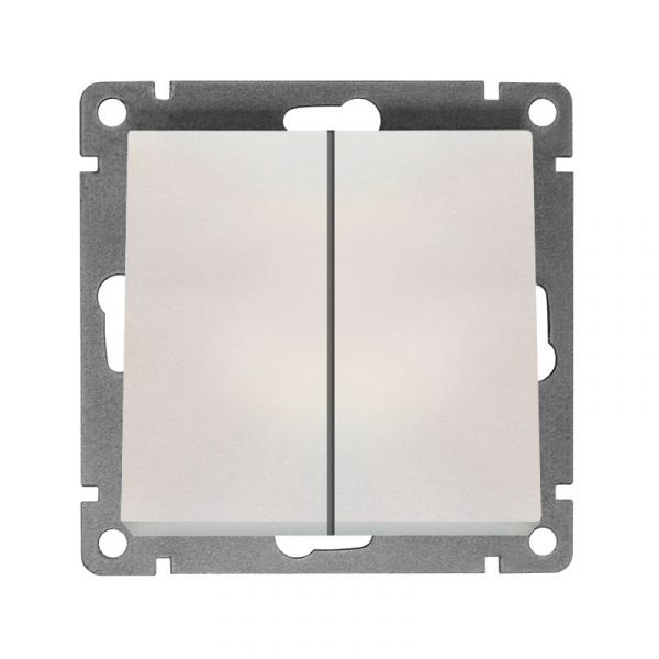 Выключатель двухклавишный UNIVersal серия Афина, с/у, 10А, 220В, жемчуг (еврослот), механизм