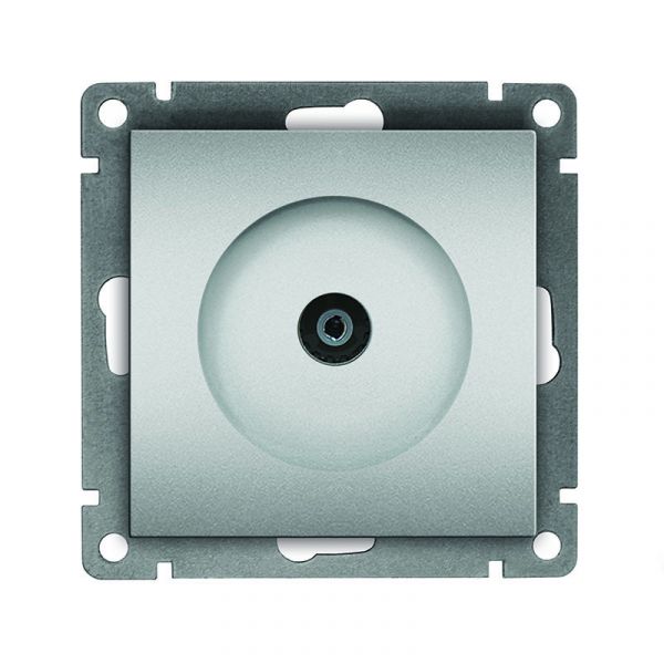 Розетка телевизионная одноместная Афина, с/у, тупиковая, 75Ом, ч/д 4-2400Мгц, серебро (еврослот)