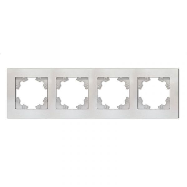 Рамка четырехместная горизонтальная Афина жемчуг (еврослот)