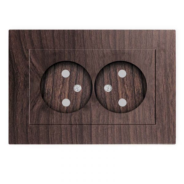 Розетка двухместная UNIVersal серия Афина б/з, с/у, з/ш, 16А, 220В, венге (еврослот), механизм