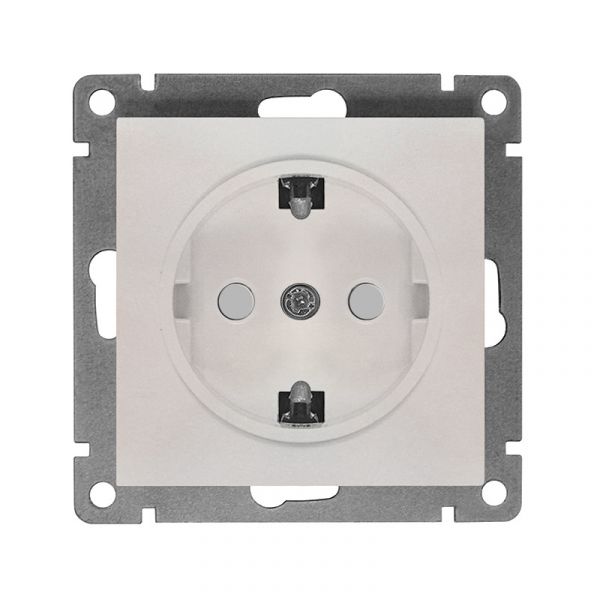Розетка одноместная UNIVersal серия Афина с/з, с/у, з/ш, 16А, 220В, жемчуг (еврослот), механизм