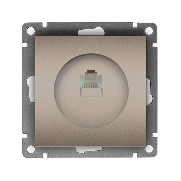 Розетка компьютерная одноместная UNIVersal серия Афина, с/у, 1А, RJ45, шампань (еврослот), механизм