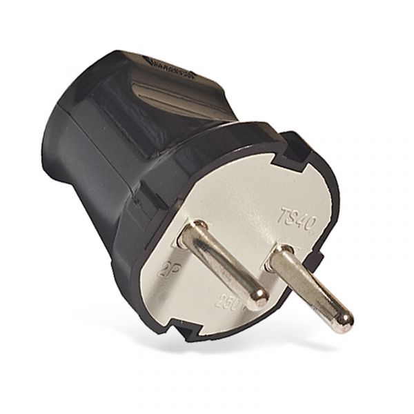 Вилка электрическая без заземления черная 6 А 250 В еврослот