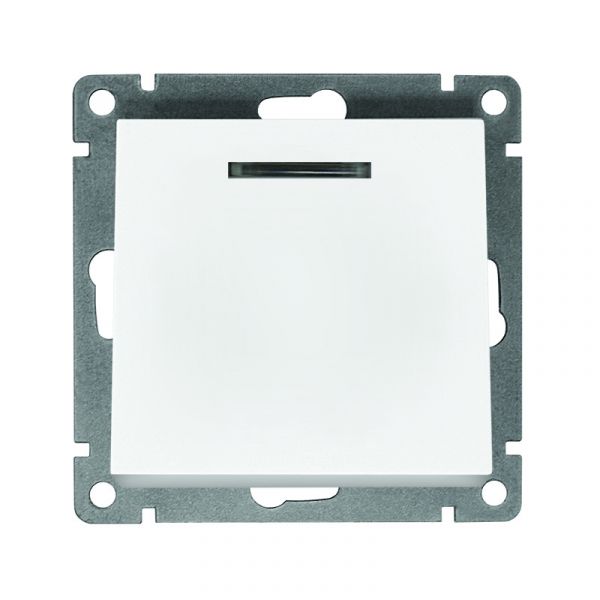 Выключатель одноклавишный с подсветкой UNIVersal серия Афина , с/у, 10А, 220В, механизм, белый (еврослот)