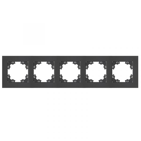 Рамка пятиместная горизонтальная Афина графит (еврослот)