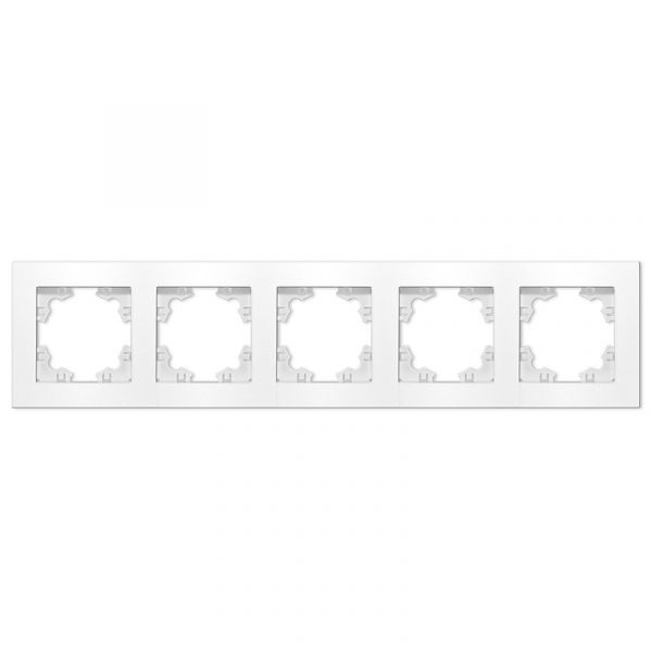 Рамка пятиместная горизонтальная Афина белая (еврослот)