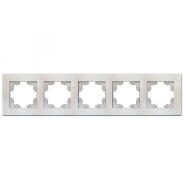 Рамка пятиместная горизонтальная Афина жемчуг (еврослот)