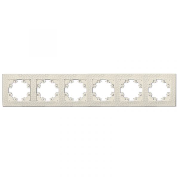 Рамка фактурная 6 постов универсальная UNIVersal Афина слоновая кость (ivory) (еврослот)
