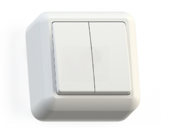 ОПТИМА Выключатель открытой установки двухклавишный, 10А А510-380 белый