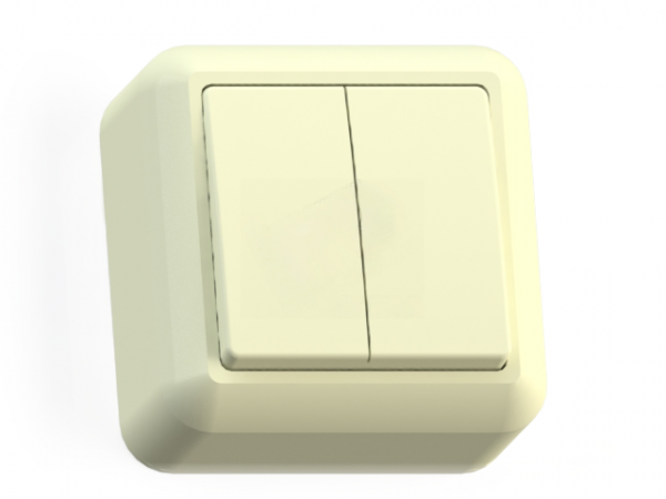 ОПТИМА Выключатель открытой установки двухклавишный, 10А А510-380, слоновая кость