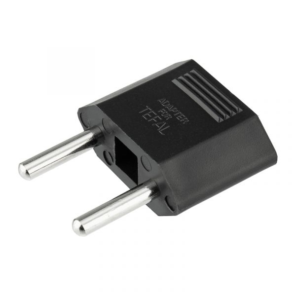 Адаптер сетевой переходник с Евро А/F на тонкую вилку С1 плоский Тефаль 6 А без заземления черный 1 уп – 1 шт