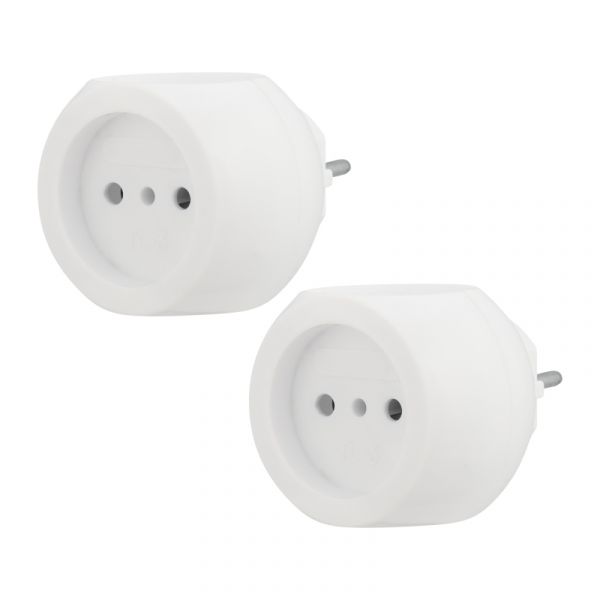 Набор тройников электрических Шар, 6 А, белый 2 шт/уп