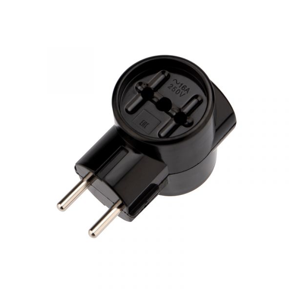 Тройник электрический РЕТРО 10 А без заземления черный карболит