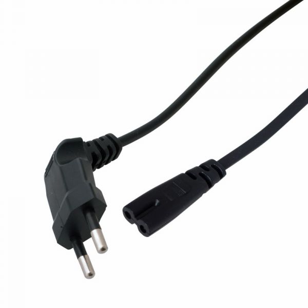 Шнур сетевой, вилка угловая - евроразъем С7, кабель 2x0,75 кв мм, 1,5 м