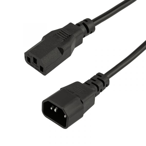 Шнур сетевой, евроразъем C13 - евроразъем C14, кабель 3x0,75 кв мм, 1,5 м