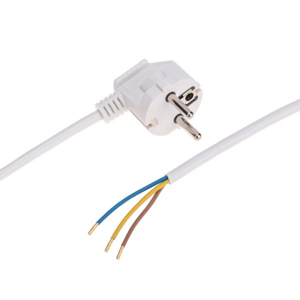 Шнур электрический с вилкой ПВС 3х0,75 мм, 1,5м, белый