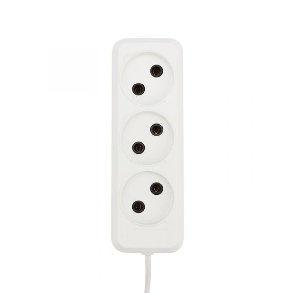 Удлинитель 3 гнезда, 10 м, 2х0.75 мм, б/з, белый