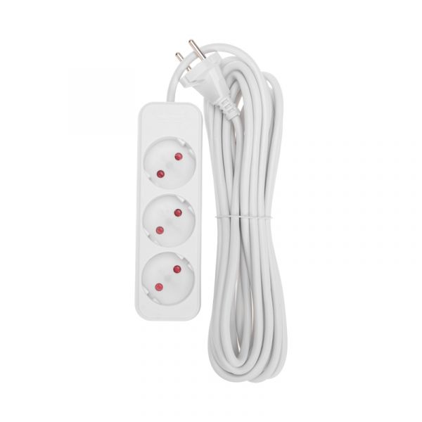 Удлинитель STANDARD 3 гнезда, 5 м, 2х1,0 мм2, б/з, белый