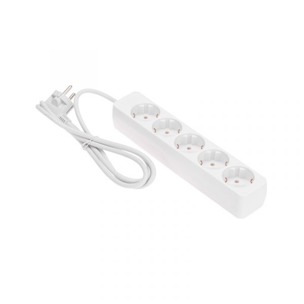 Удлинитель 5 гнезд, 1,5 м, 3х0,75 мм2, с/з, белый