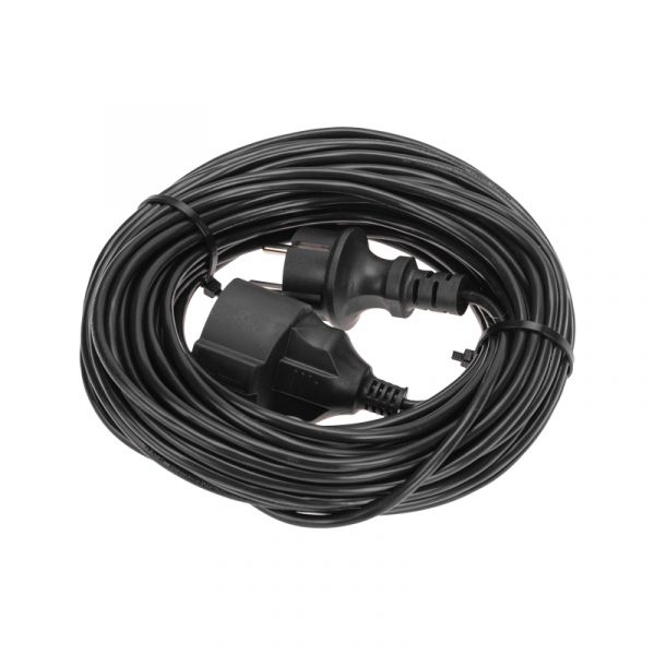 Удлинитель-шнур ПВС 3х0,75 мм2, 20 м, с/з, 6 А, 1300 Вт, IP20, черный
