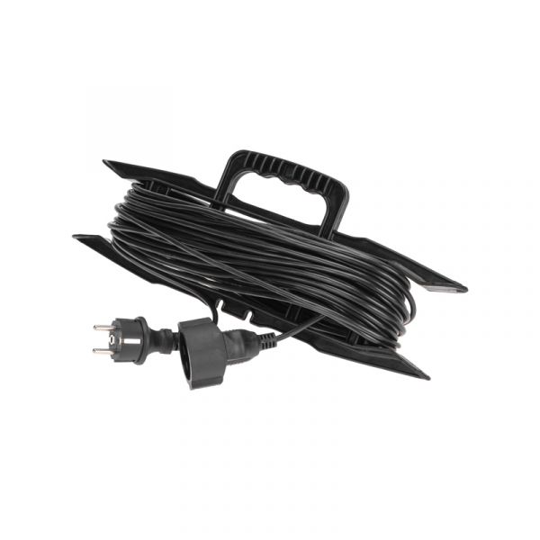 Удлинитель-шнур на рамке ПВС 3х0,75 мм2, 20 м, с/з, 6 А, 1300 Вт, IP20, черный