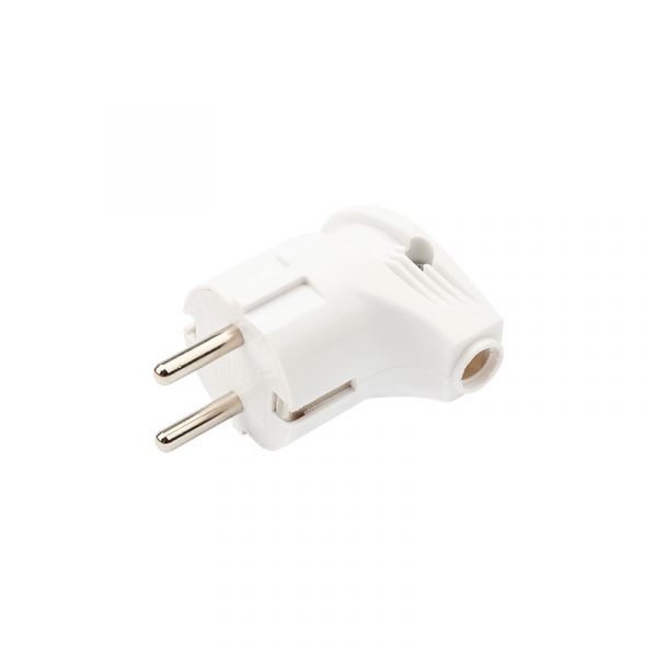 Вилка Евро угловая с з/к 16А белая