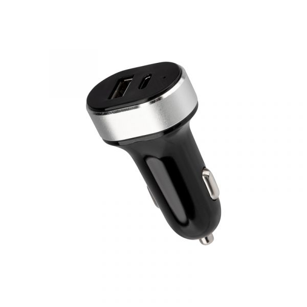 Автозарядка в прикуриватель АЗУ USB-A+USB-C 3.1 A черная