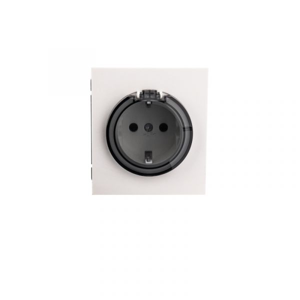 Розетка STRONG одинарная с/з скрытой установки, со шторками и крышкой 16А механизм жемчуг