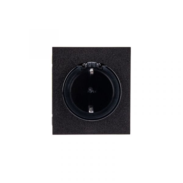 Розетка STRONG одинарная с/з скрытой установки, со шторками и крышкой 16А механизм антрацит