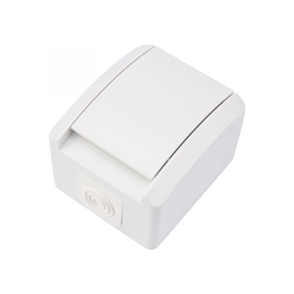 Розетка одноместная INDUSTRIAL IP54 с заземлением, о/у, белая