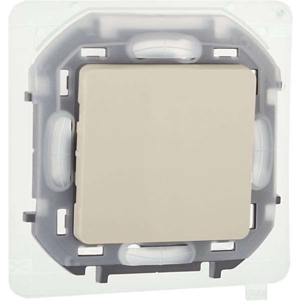Выключатель 1-клавишный проходной 10АХ IP44 безвинтовое крепление слоновая кость INSPIRIA