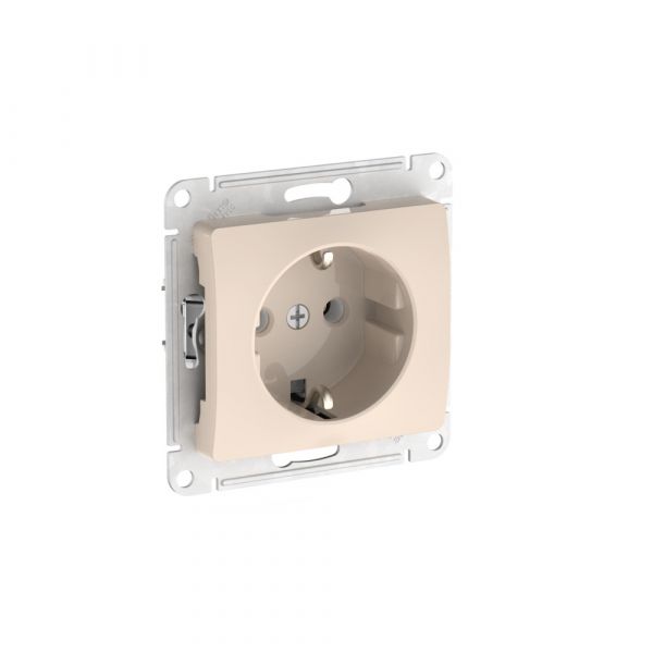 GLOSSA РОЗЕТКА с заземлением, 16А, быстрозажимные клеммы, БЕЖЕВЫЙ