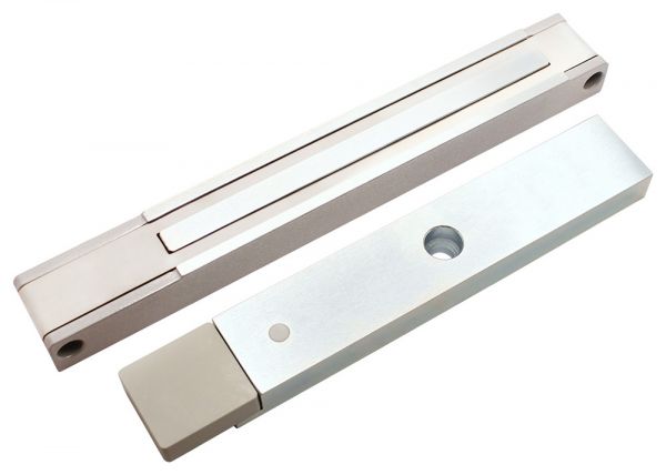 Замок электромагнитный ALM-200FB-12V, усилие удержания якоря 200 кгс, влагозащищенный, серый