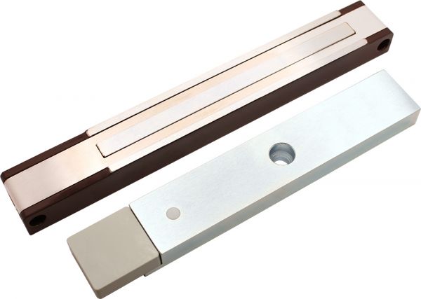 Замок электромагнитный ALM-200P-24V, усилие удержания якоря 180 – 200 кгс, с датчиком состояния двери, коричневый