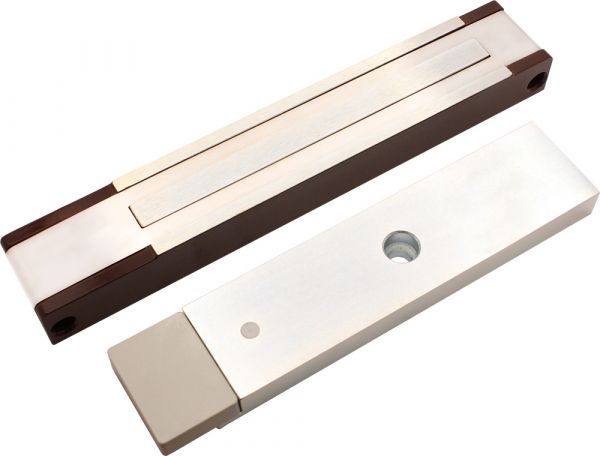 Замок электромагнитный ALM-300P-24V, усилие удержания якоря 250 – 300 кгс, с датчиком состояния двери, коричневый