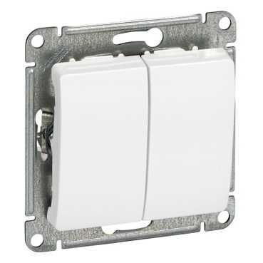 GLOSSA Выключатель двухклавишный в рамку белый сх.5