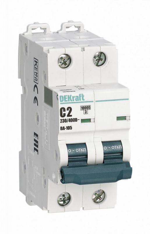 Выключатель автоматический 2P кривая C 2A 10кА ВА-105