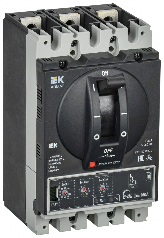 Выключатель автоматический в литом корпусе ARMAT 3P типоразмер D 85кА 160А расцепитель электронный стандартный