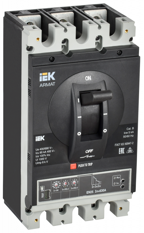 Выключатель автоматический в литом корпусе ARMAT 3P типоразмер I 85кА 630А расцепитель электронный стандартный