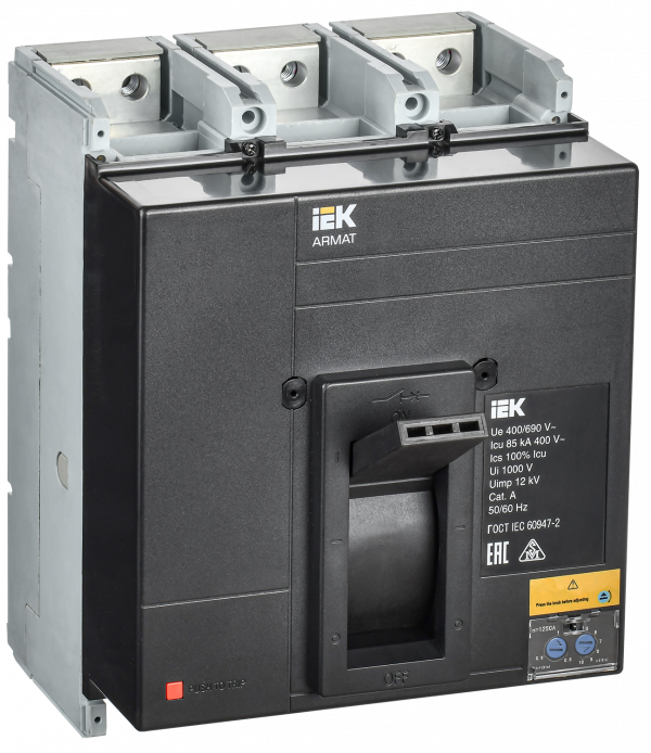 Выключатель автоматический в литом корпусе ARMAT 3P типоразмер N 85кА 1250А расцепитель термомагнитный регулируемый