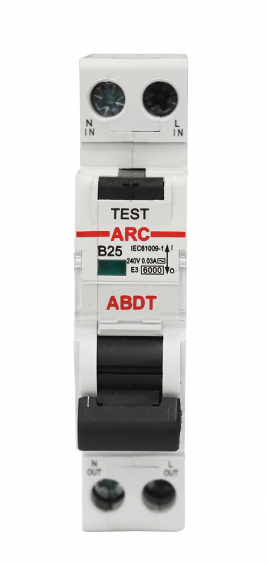 Выключатель дифференциальный автоматический АВДТ-ARC-1P+N-B25-30mA-ТипAC 1P+N/25A/B/AC/230VAC/30mA/6kA
