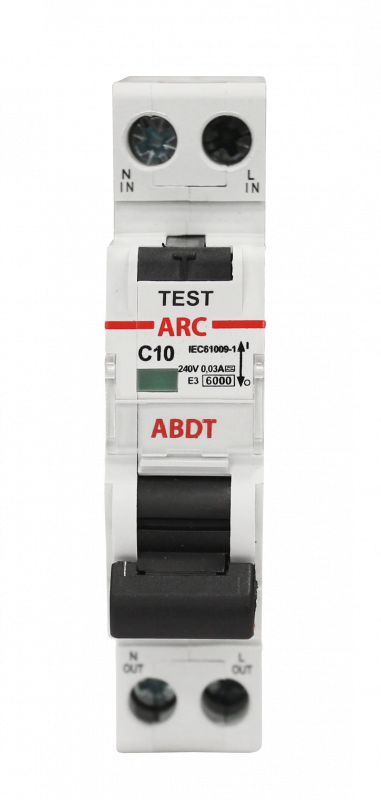 Выключатель дифференциальный автоматический АВДТ-ARC-1P+N-C10-30mA-ТипAC 1P+N/10A/C/AC/230VAC/30mA/6kA