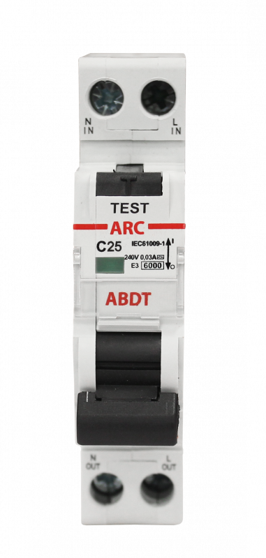 Выключатель дифференциальный автоматический АВДТ-ARC-1P+N-C25-30mA-ТипAC 1P+N/25A/C/AC/230VAC/30mA/6kA
