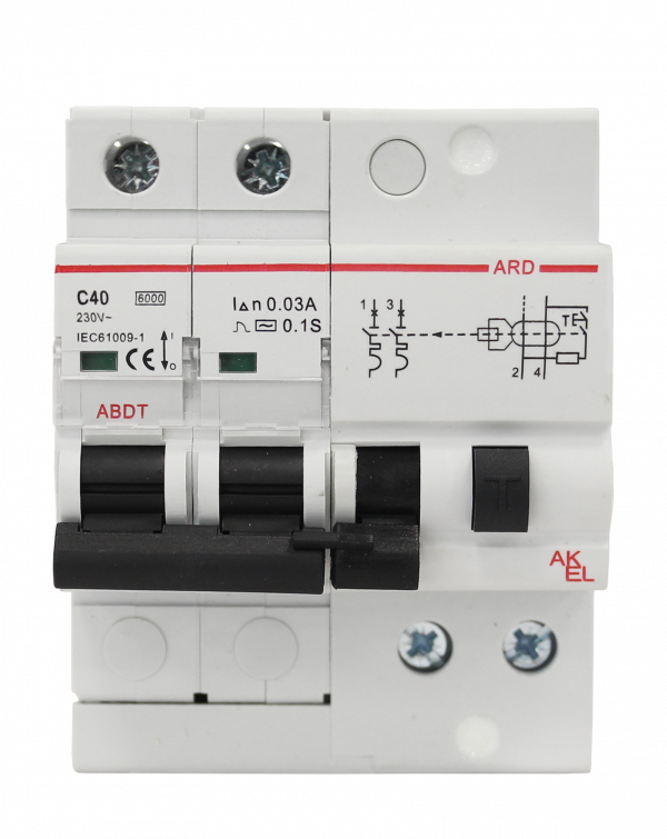 Выключатель дифференциальный автоматический АВДТ-ARD-2P-C40-30mA-ТипAC 2P/40A/C/AC/30mA/6kA