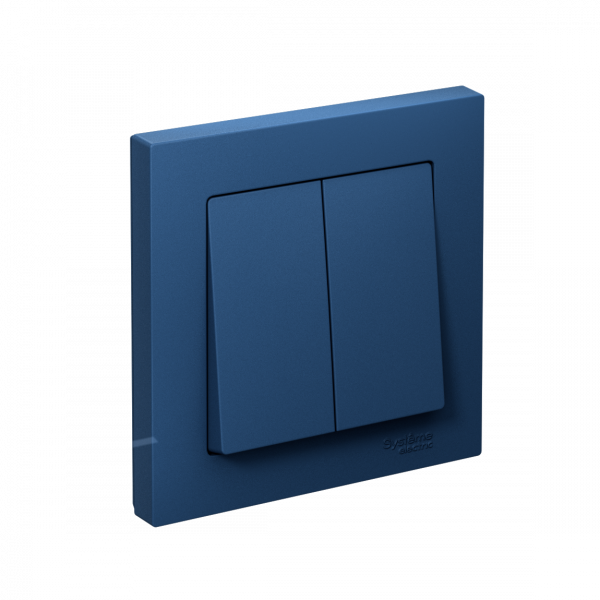 ATLASDESIGN выключатель двухклавишный, сх.5, 10АХ, в сборе, АКВАМАРИН