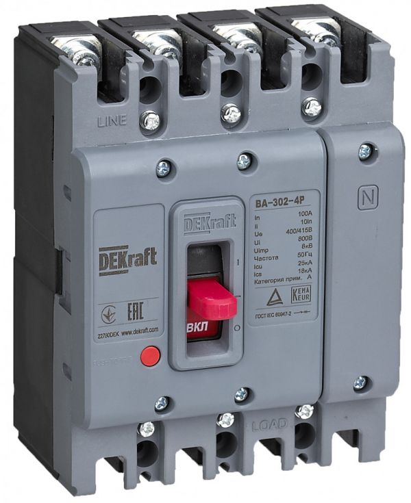 Силовой автоматический выключатель 4P 32А 25кА ВА-302