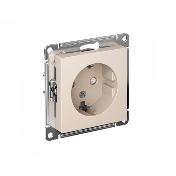 Розетка ATLASDESIGN с заземлением со шторками 16А механизм бежевый